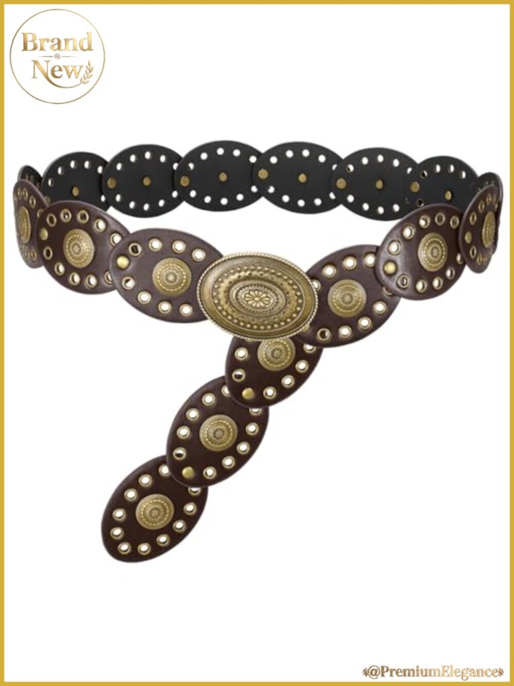 Wide Western PU Leather Disc Belt Vintage Cowgirl Waist